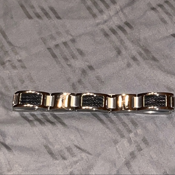 Mens bracelet STAINLESS STEEL 8.5” beautiful silver & black FINAL REDUCED PRICE - Picture 8 of 15
